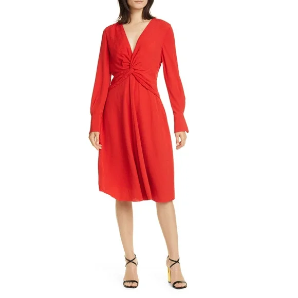 Equipment | Dresses | Nwt Equipment Faun Twist Front Long Sleeve Dress In  Aura Orange Size 2 | Poshmark